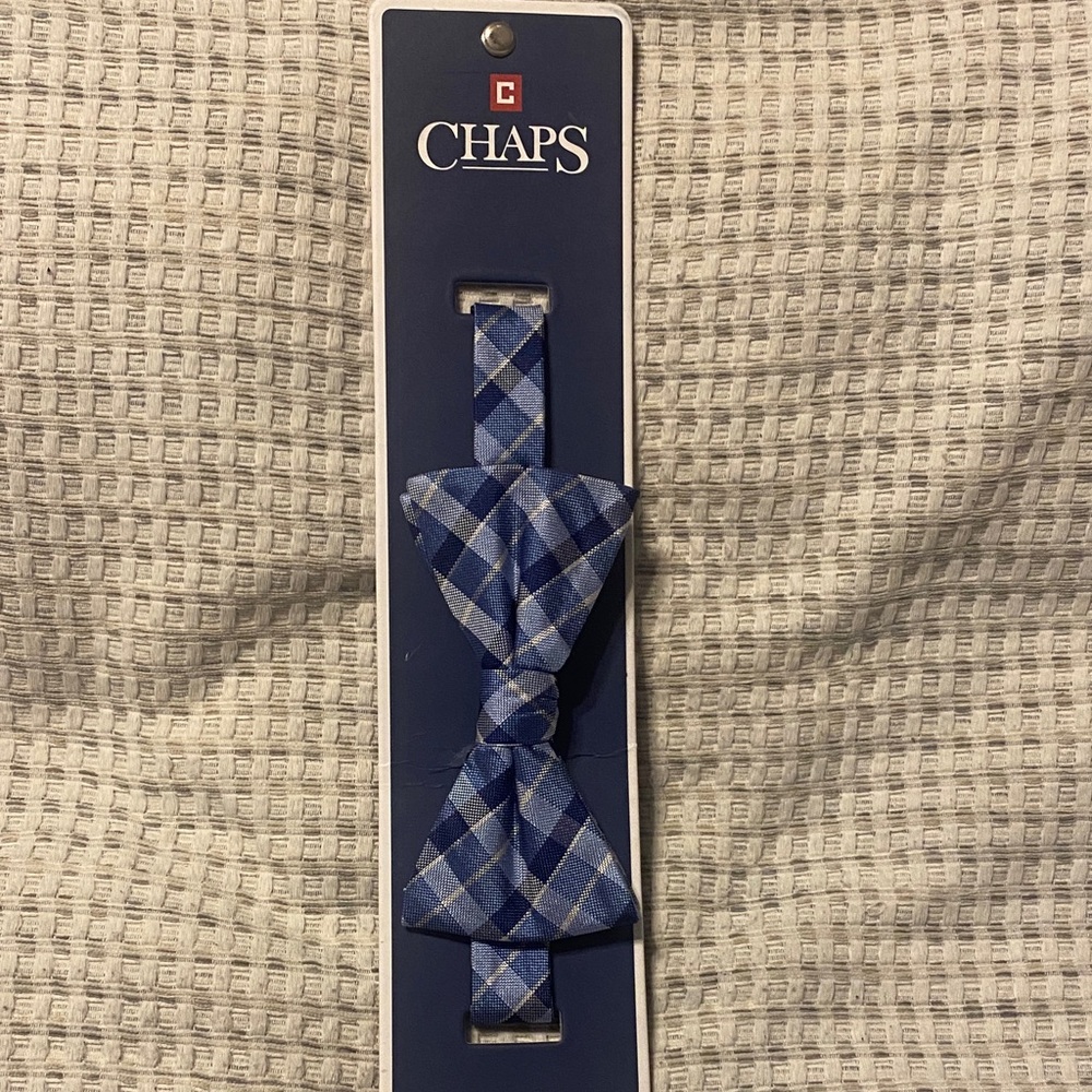 Chaps Navy and Light Blue Checkered Bow Tie